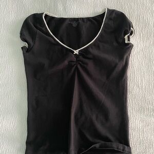 Black V-Neck Women's Top